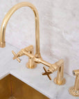 Antique Brass Bridge Kitchen Faucet