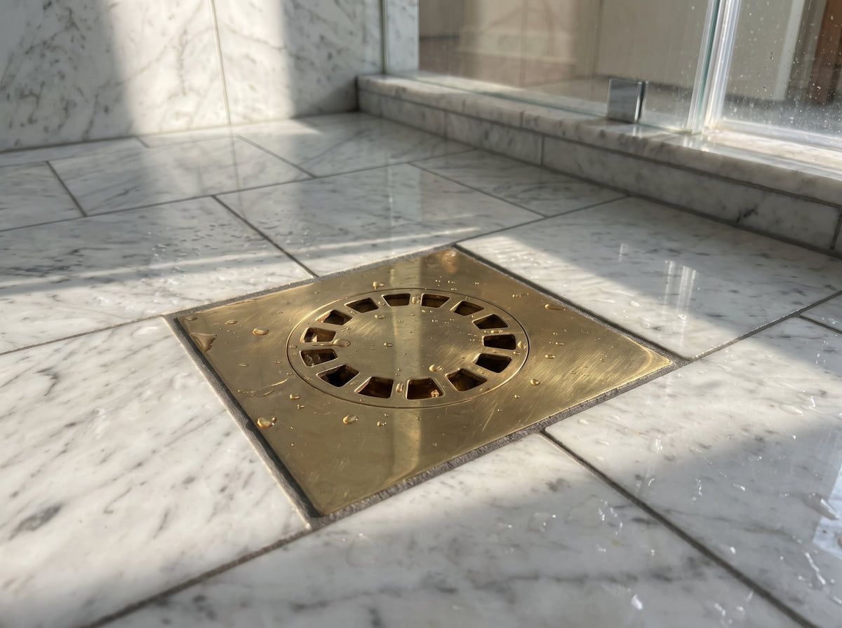 Unlacquered Brass Floor Drain, Solid Brass Square Floor Drain