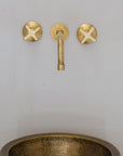 Built In Brass Bathroom Faucet- Hammered Wall Sink Faucet - NORD BRASS