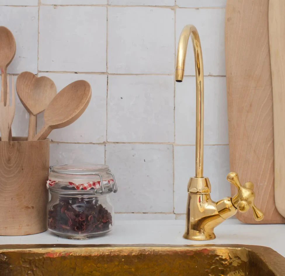 Unlacquered Brass Water Dispenser Kitchen Faucet, Cold Water Single Hole - NORD BRASS