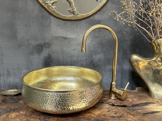 Round Brass Bathroom Sink, Round Vessel Sink Vanity