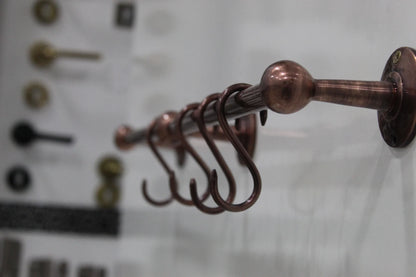 Antique Style Copper Pot Rack, Vintage Handmade Copper Pot Rack Rustic Wall Mounted, Vintage kitchen pot rack