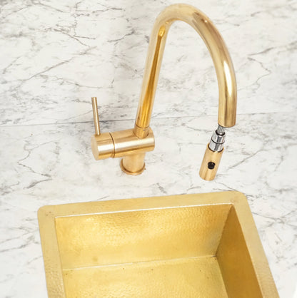Solid Brass Pull Down Kitchen Faucet, Single Hole Kitchen Faucet
