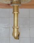 Solid Unlacquered Brass P-trap and Sink Stopper, Push Up Button, Pop Up Drain, Brass Water Trap - NORD BRASS
