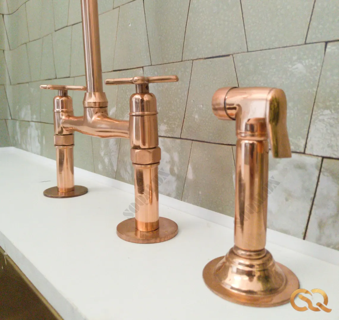 Copper Bridge Kitchen Faucet - Vintage Kitchen Sink Faucet - Copper Ki ...