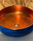 Blue Patina Copper Vessel Sink, Vivid Blue Bathroom Sink