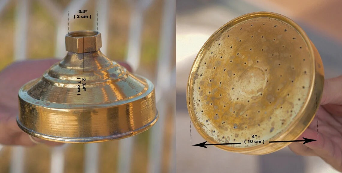 Unlacquered Solid Brass Rain Shower Head, Moroccan Handcrafted Vintage Showerhead, Works Outdoor - NORD BRASS