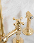 Unlacquered Brass 3 Holes Bridge Faucet, Antique Kitchen bridge Faucet
