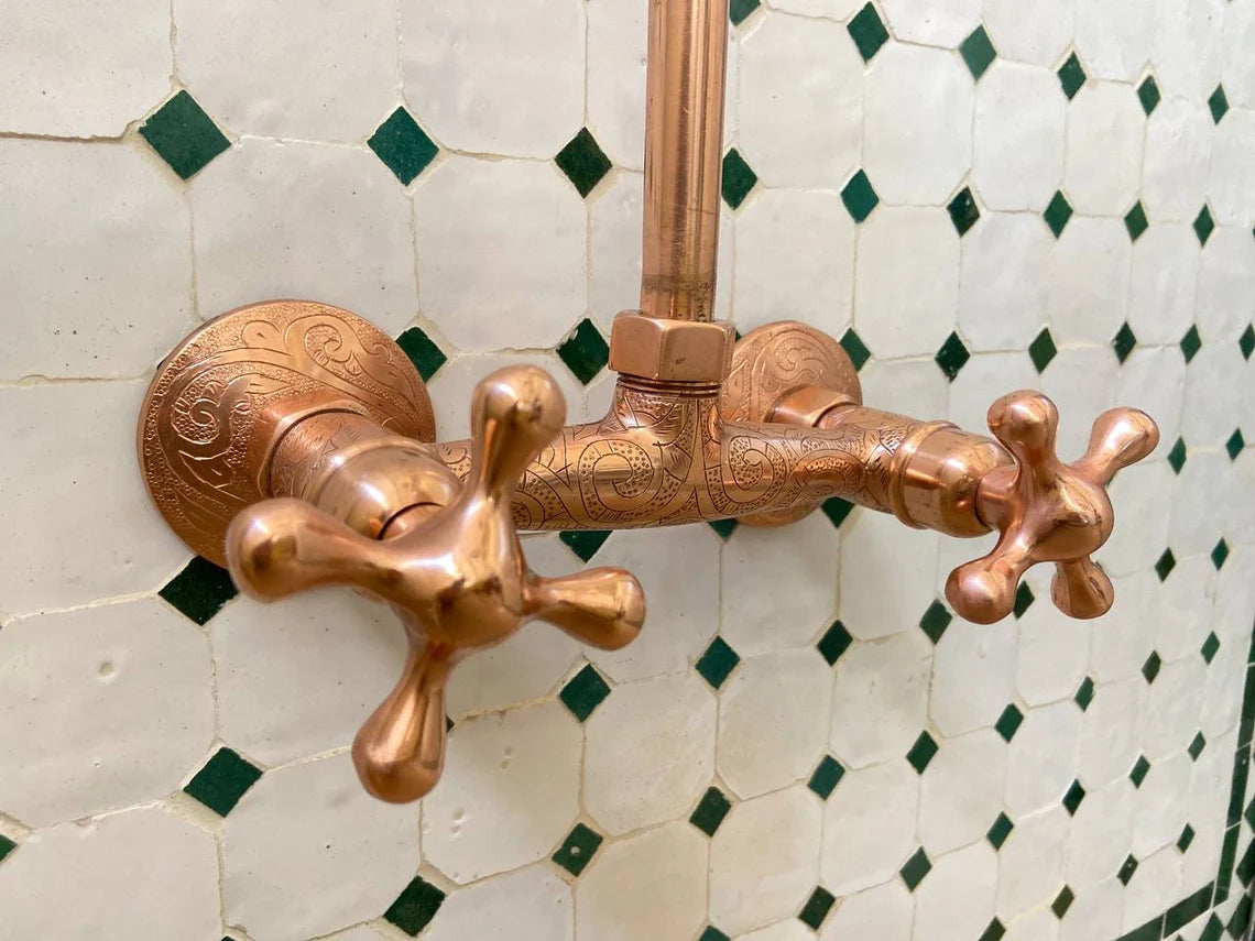 Unlacquered Solid Copper Shower, Copper Outdoor Shower - NORD BRASS