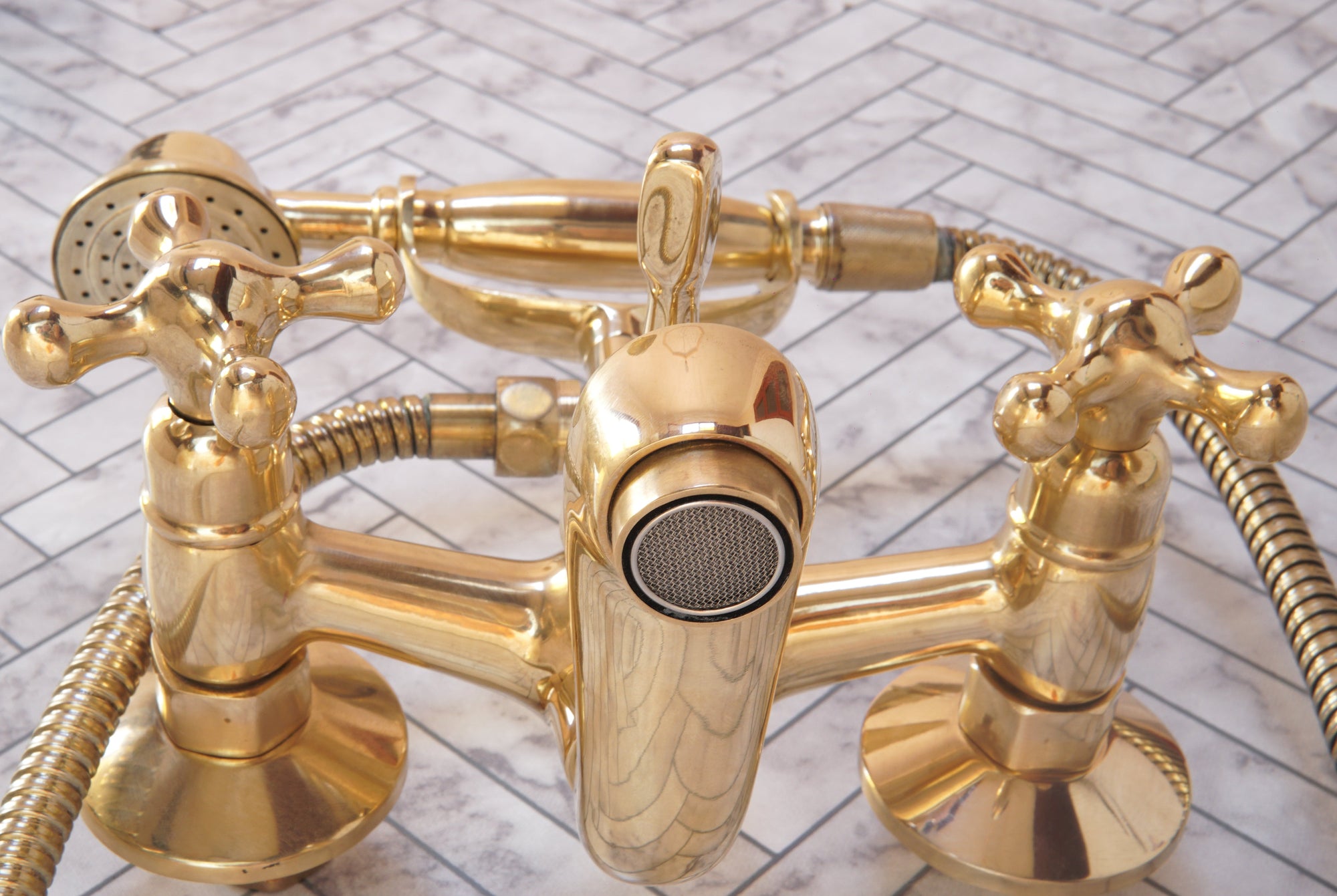 Unlacquered Brass Bath Tub Filler, Brass Wall mounted Tub Filler
