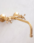 Unlacquered Brass Wall Mount Faucet for Bathroom and Kitchen
