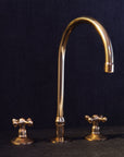Unlacquered Brass Deck Mounted 3 Holes Faucet, Brass widespread Faucet for Bathroom and Kitchen