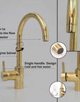 Unlacquered Brass Single Hole Basin Faucet, Antique Brass Sink Mixer Tap - NORD BRASS