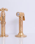 Unlacquered Solid Brass Bridge Kitchen Faucet - Vintage Classic Kitchen Sink Tap