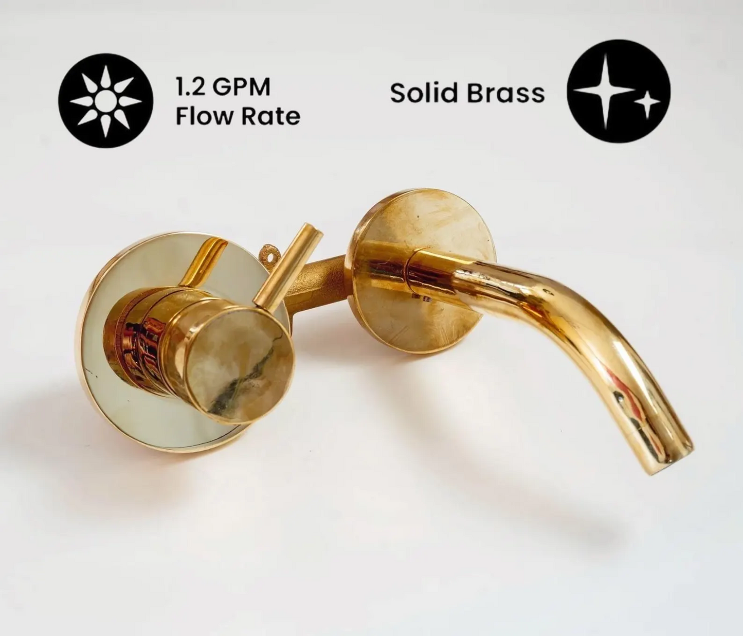 Unlacquered Brass Wall Mount Faucet, Single Handle Hot & Cold Sink Tap, Vintage Solid Brass Mixer, Concealed Mixer Tap