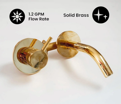 Unlacquered Brass Wall Mount Faucet, Single Handle Hot & Cold Sink Tap, Vintage Solid Brass Mixer, Concealed Mixer Tap