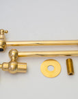 Unlacquered Brass Pot Filler Kitchen Faucet, Stove Pot, Wall Mount Pot Filler - NORD BRASS