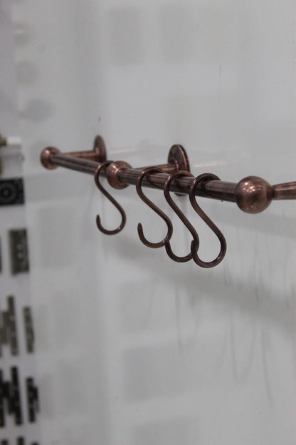 Antique Style Copper Pot Rack, Vintage Handmade Copper Pot Rack Rustic Wall Mounted, Vintage kitchen pot rack