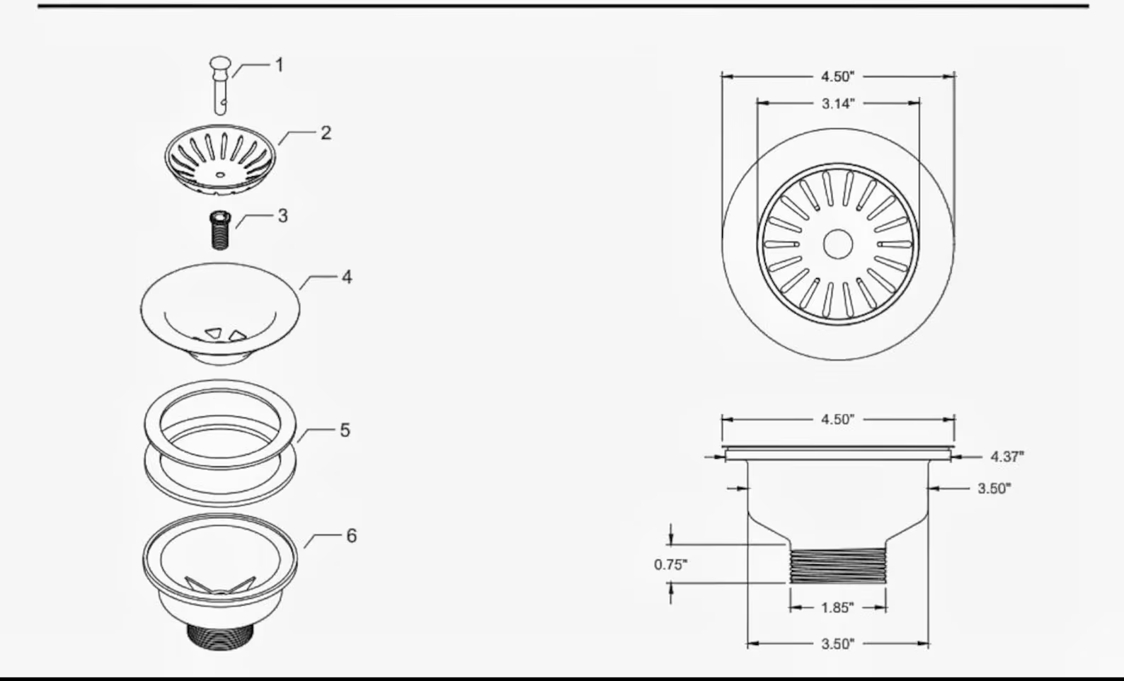 Brass Kitchen Sink Drain, Strainer Basket With Stopper