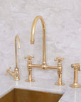 Unlacquered Brass Kitchen Bridge Faucet - NORD BRASS