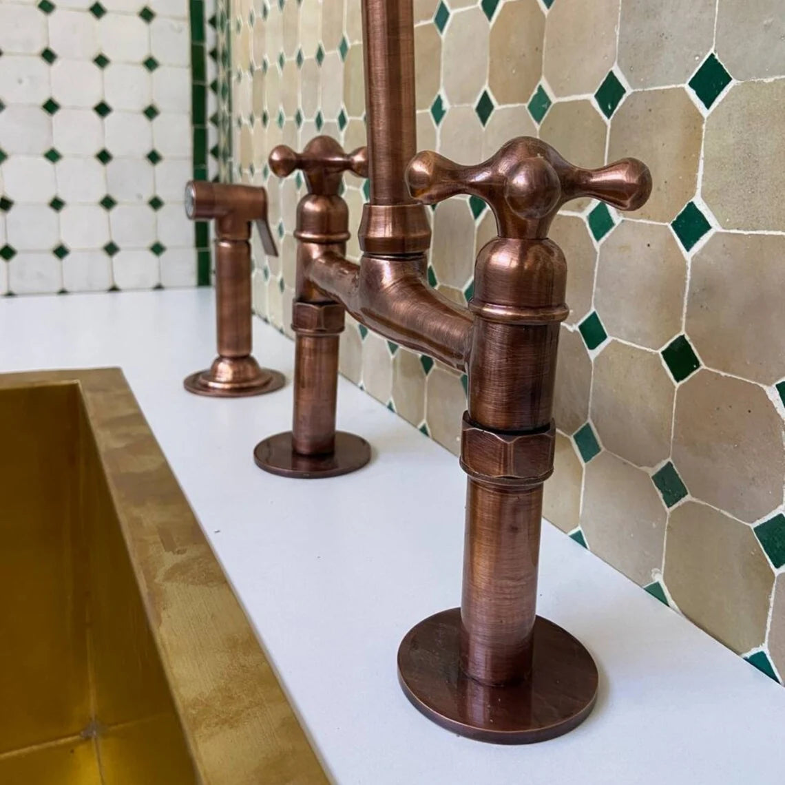 Copper Kitchen Bridge Faucet,Copper Tap - NORD BRASS
