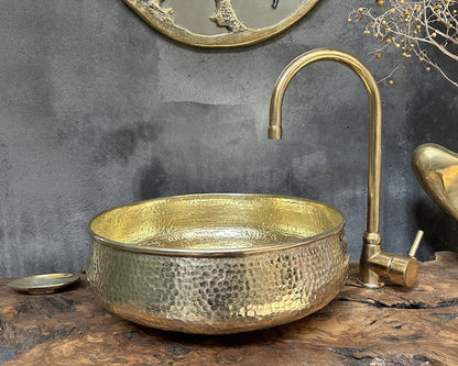 Round Brass Bathroom Sink, Round Vessel Sink Vanity