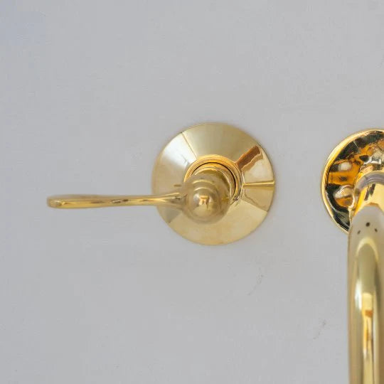 Unlacquered Brass Wall Mount Built In Bathroom Vanity Sink Faucet With lever Handles - NORD BRASS