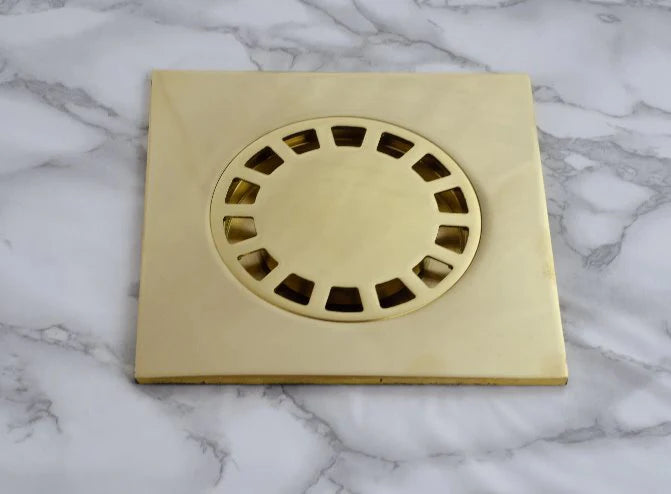 Solid Brass Floor Drain, Unlacquered Square Shower Drain - NORD BRASS