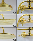 Unlacquered Solid Brass Exposed Shower System with Handheld and Curved Shower Arm