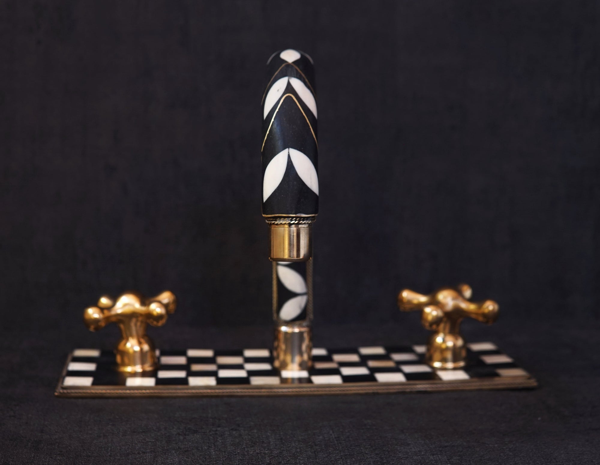 Unlacquered Brass Bathroom 3 Holes Faucet, Resin Vanity Faucet