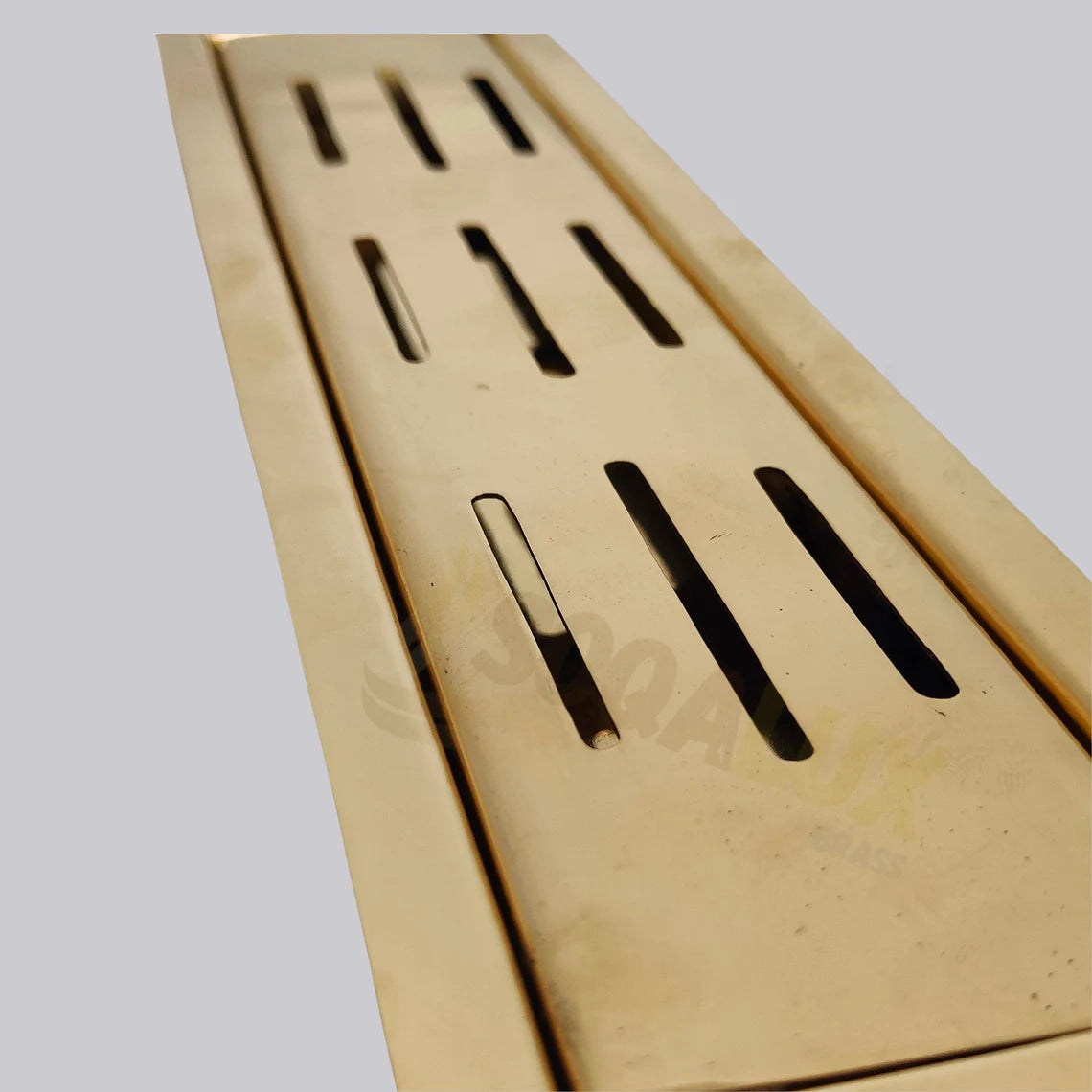 Unlacquered Brass Linear Floor Drain for Modern Bathrooms - NORD BRASS