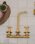 Built In Brass Bathroom Faucet- Hammered Wall Sink Faucet - NORD BRASS