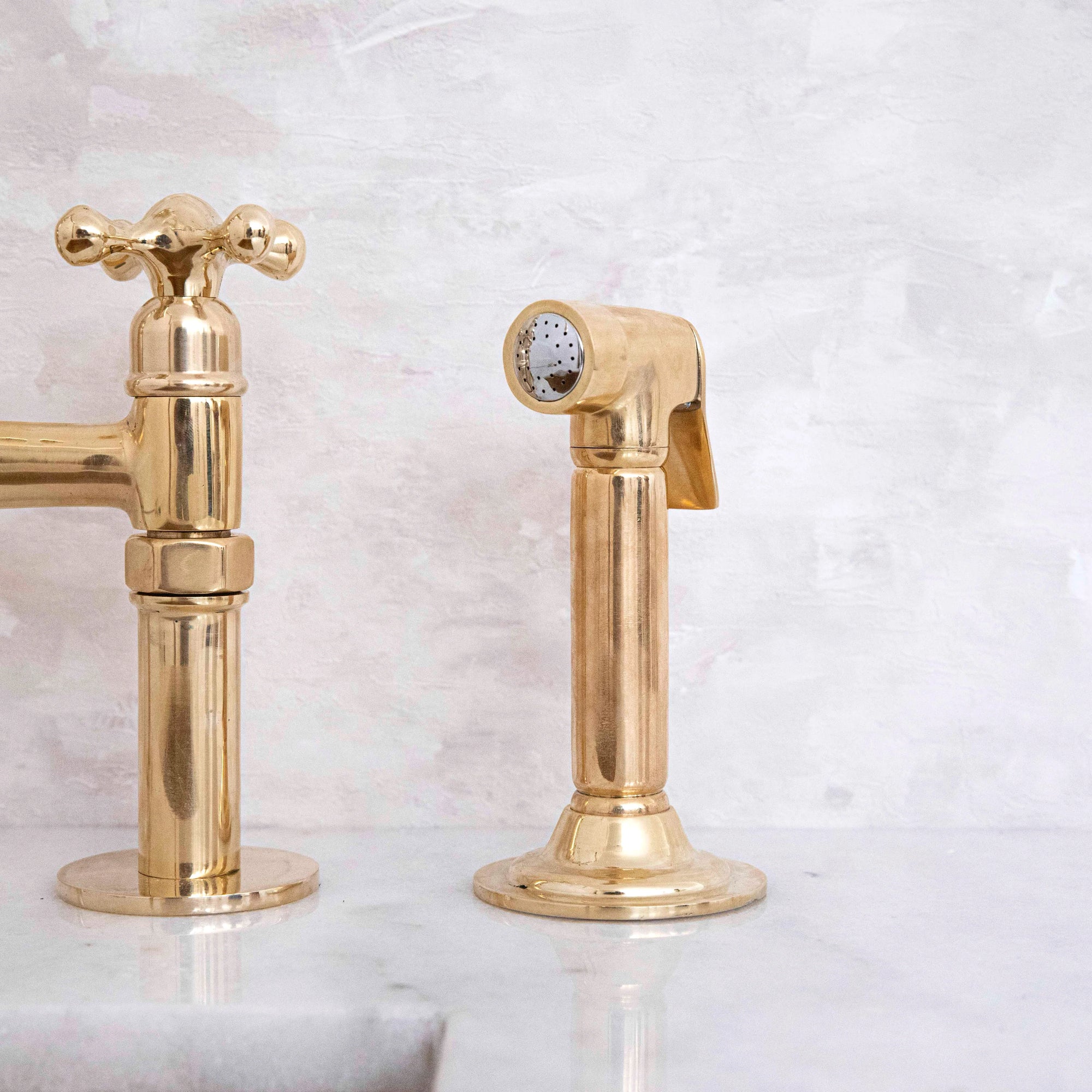 Unlacquered Brass Kitchen Bridge Faucet - NORD BRASS