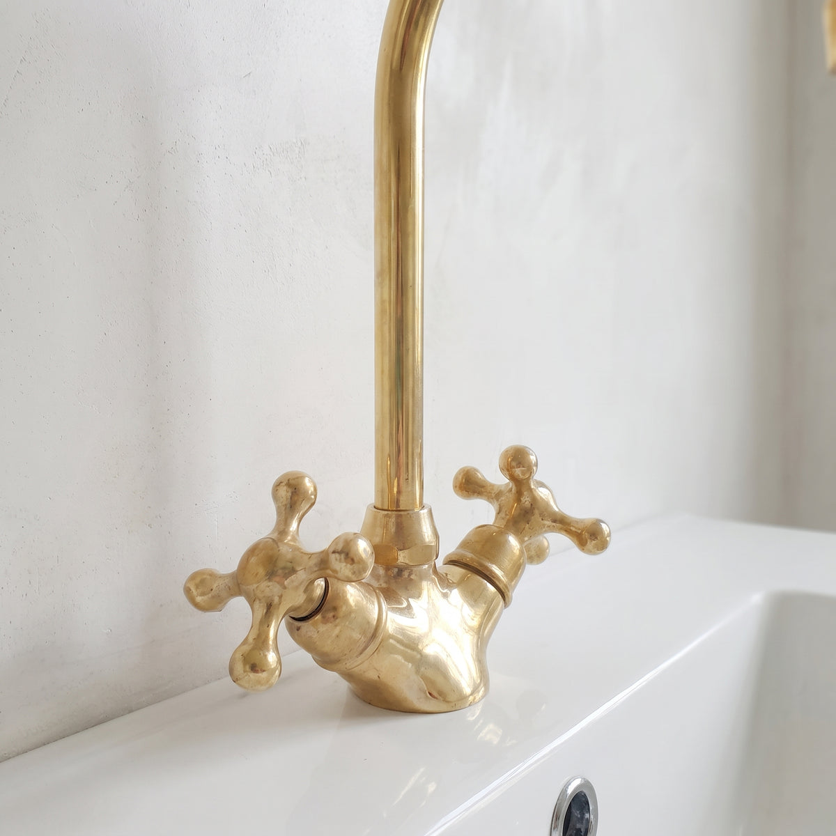 Unlacquered Brass Single Hole Faucet, Brass Bathroom Faucet