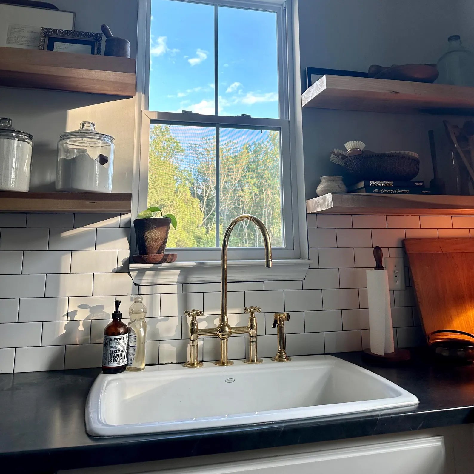 Unlacquered Brass 3 Holes Bridge Faucet, Antique Kitchen bridge Faucet