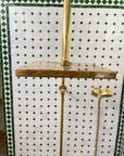 Unlacquered Brass Shower System with Handheld And Vintage Head Combo, Exposed Pipe - NORD BRASS