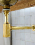 Solid Unlacquered Brass P-trap and Sink Stopper, Push Up Button, Pop Up Drain, Brass Water Trap - NORD BRASS