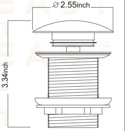 Solid Brass Drain, Push Up Button - NORD BRASS