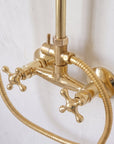 Unlacquered Solid Brass Shower System with Handheld