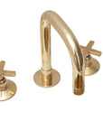 Unlacquered Brass 3 Holes Widespread Faucet - Deck Mount Brass Bathroom Tap
