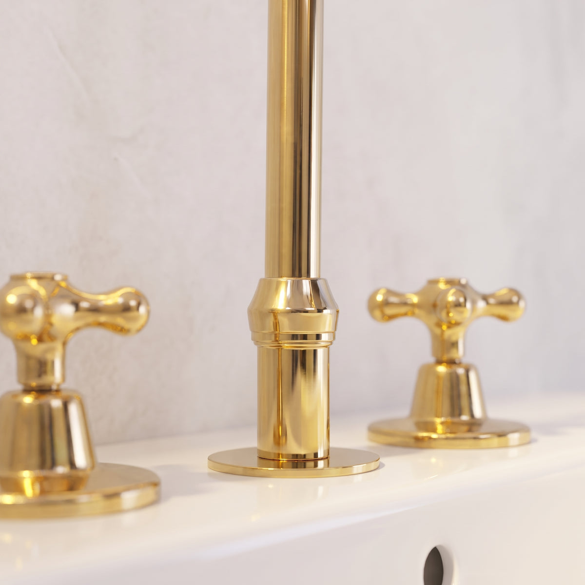 Unlacquered Brass Deck Mounted 3 Holes Faucet, Brass widespread Faucet Kitchen And Bathroom