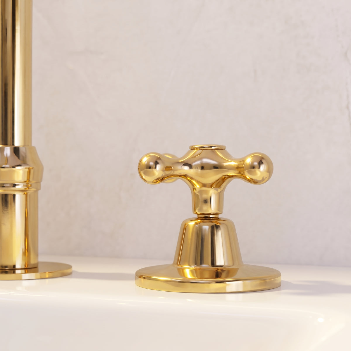 Unlacquered Brass Deck Mounted 3 Holes Faucet, Brass widespread Faucet Kitchen And Bathroom