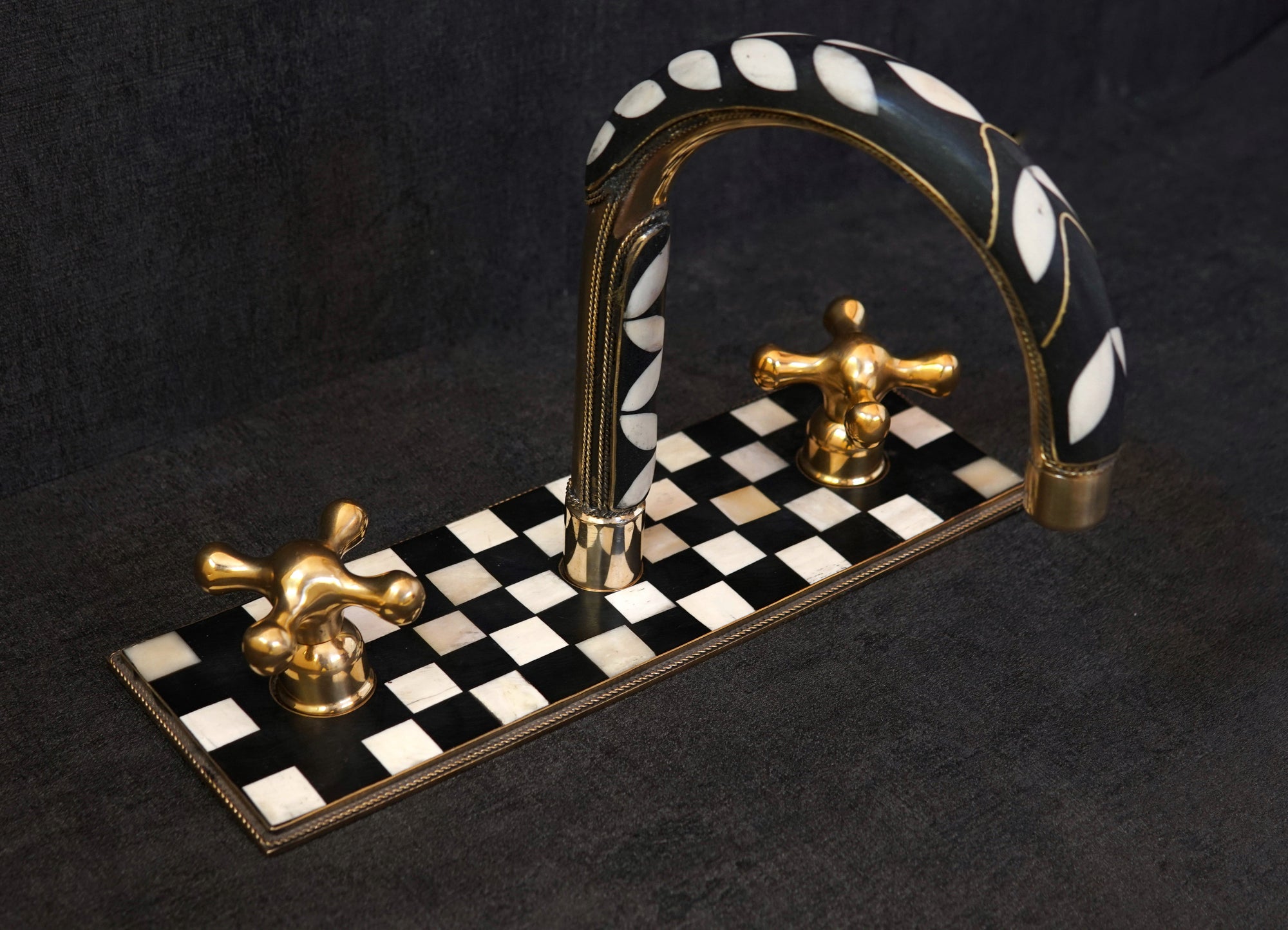 Unlacquered Brass Bathroom 3 Holes Faucet, Resin Vanity Faucet