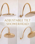 Solid Brass Rainfall Shower - Unlacquered Brass Shower Set - NBCS02