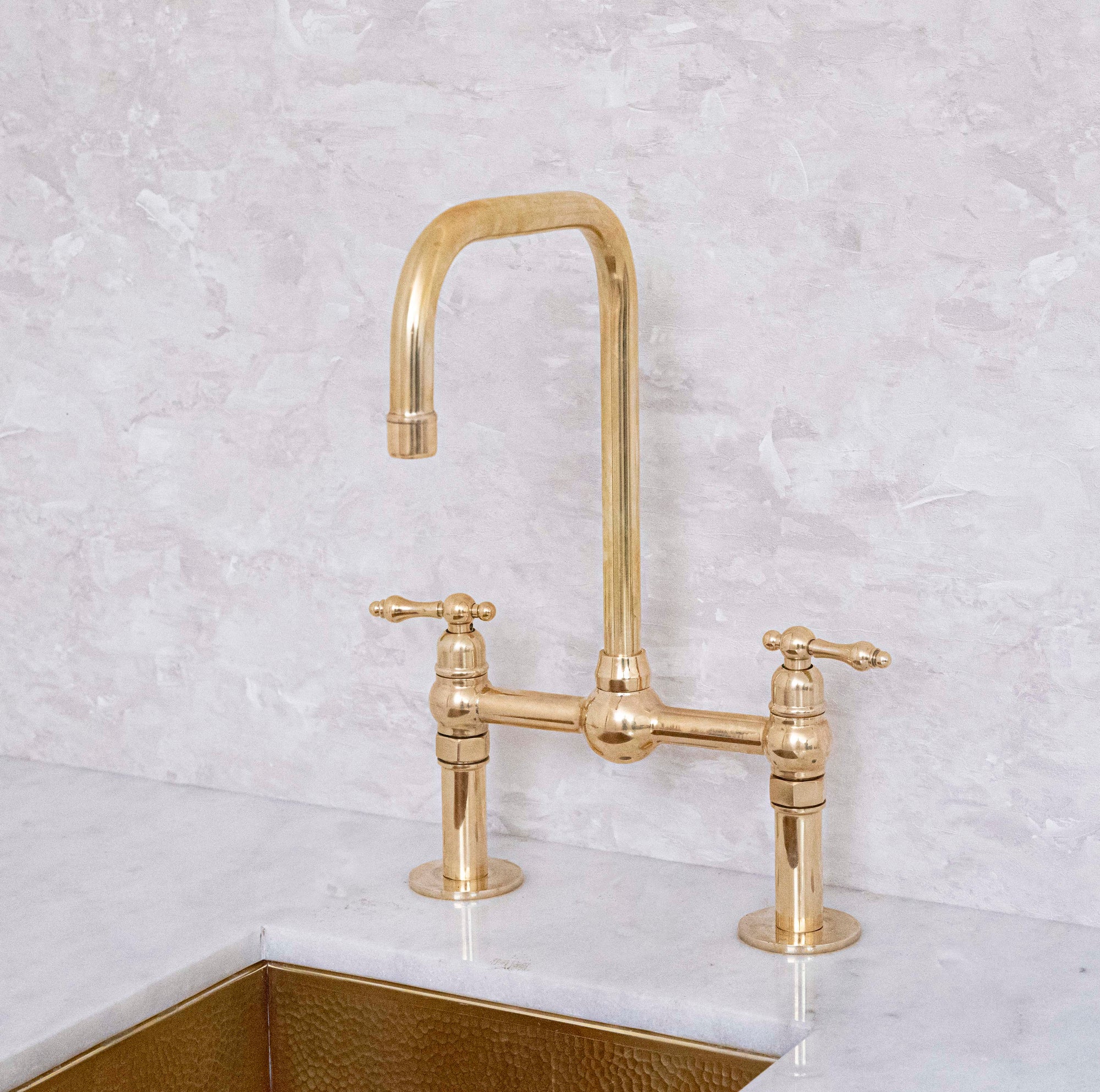 Antique Brass Kitchen Bridge Faucet