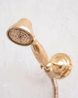 Unlacquered Solid Brass Exposed Shower System with Handheld and Curved Arm Shower