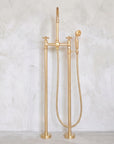 Unlacquered Brass Floor Mounted Bath Tub Filler - Brass Freestanding Tub Filler Faucet