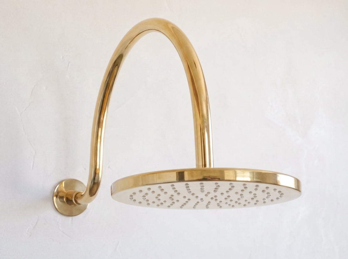 Solid Brass Rainfall Shower - Unlacquered Brass Shower Set - NBCS02