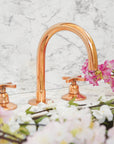 Copper Deck mounted Brass Bathroom Faucet, 3 holes widespread Bath Faucet