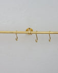 Solid Brass Pot Rail With Hooks, Unlacquered Brass Kitchen Pot Rack, Pot Hangers